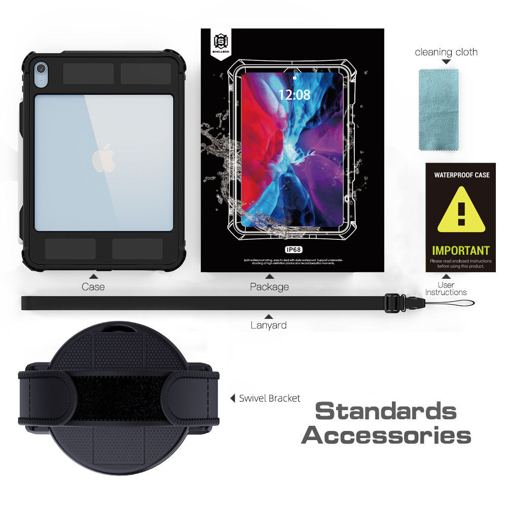 Krakatoo Shellbox WaterProof Case iPad A16 11" 11th Gen (2025)/iPad 10 10.9" 2022 - Black/Grey
