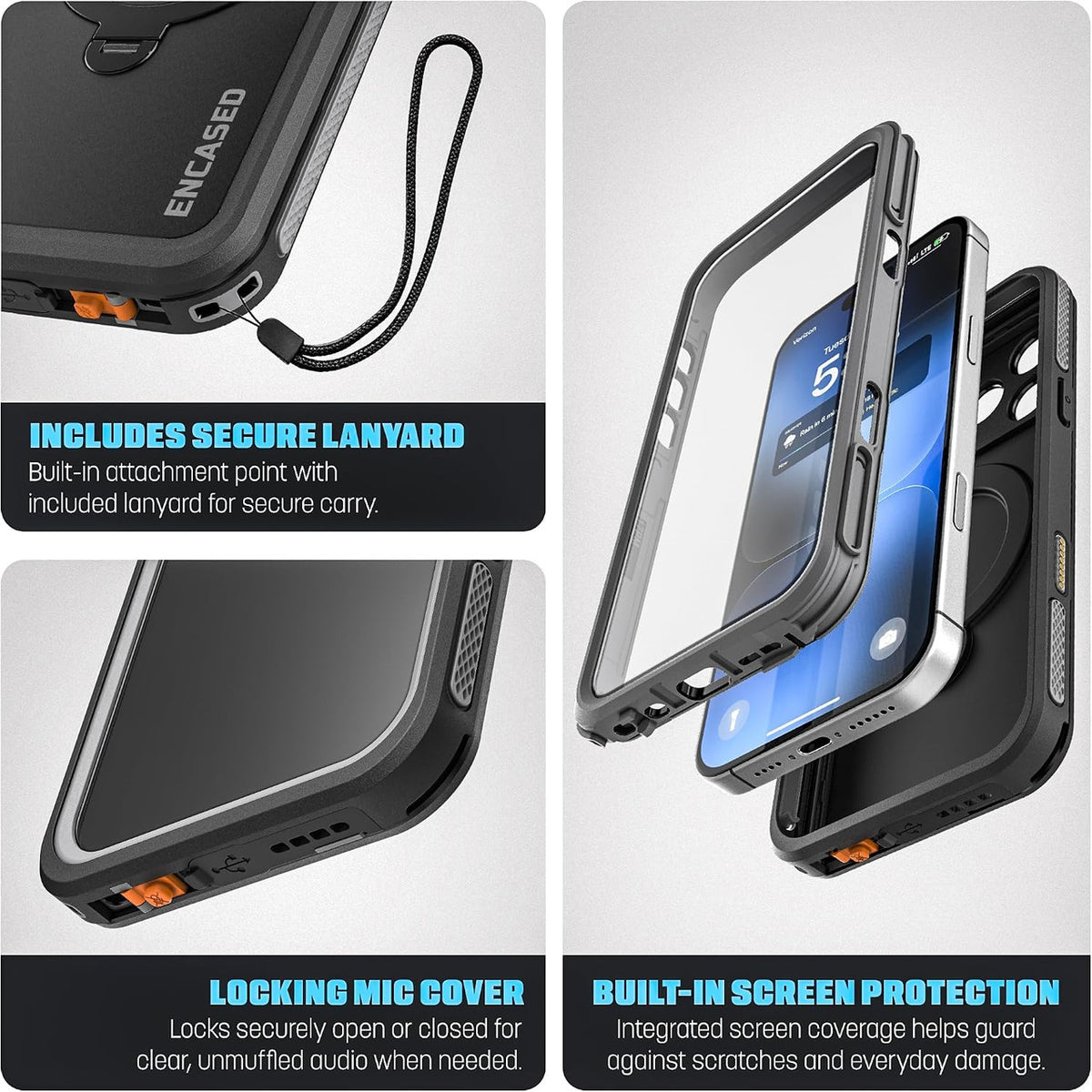Encased Waterproof with Magnetic Kickstand Case iPhone 18 Pro - Black