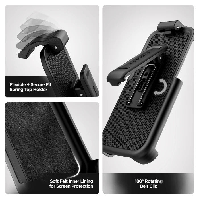 Encased Titan Waterproof Case iPhone 17 Pro with Belt Clip Holster - Black/Clear