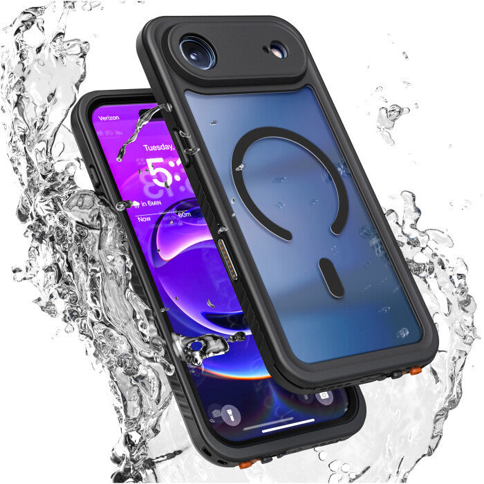 Encased Titan Waterproof Case iPhone 17 Air with Belt Clip Holster - Black/Clear