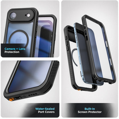 Encased Titan Waterproof Case iPhone 17 Air with Belt Clip Holster - Black/Clear