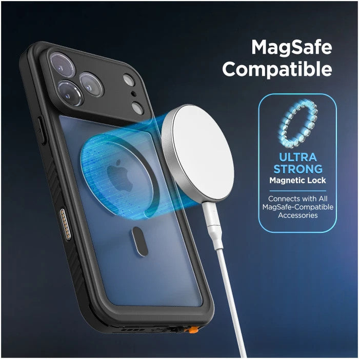 Encased Titan Waterproof Case iPhone 17 Pro Max with Belt Clip Holster - Black/Clear