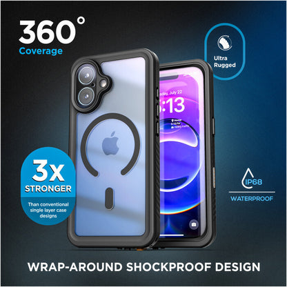 Encased Titan Waterproof Case iPhone 17 with Belt Clip Holster - Black/Clear